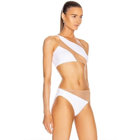 Norma Kamali Snake Mesh Bra Swimsuit White & Nude Mesh - Picture 2 of 5